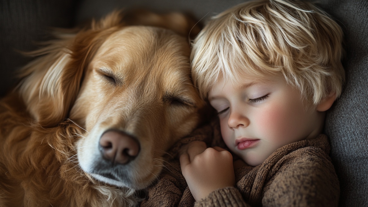 Hund und Welpe. (KI-generiert)