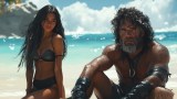 Frau und Mann auf Insel. (KI-generiert)