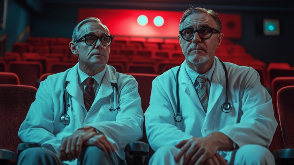 Zwei Ärzte im Kino. (KI-generiert)