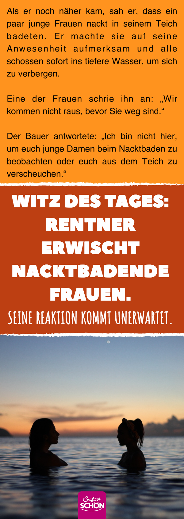 Witz des Tages: Rentner erwischt nacktbadende Frauen.