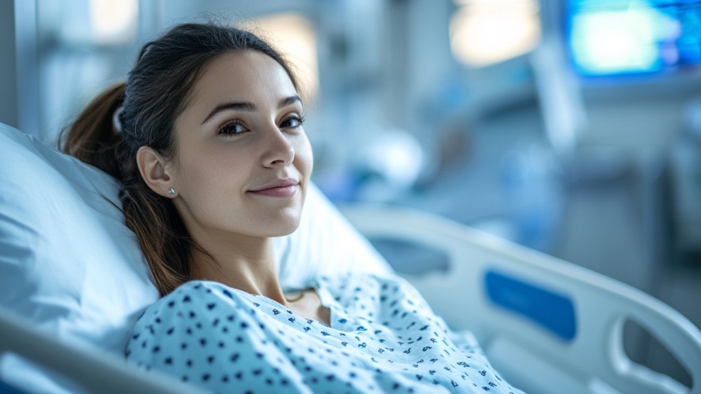 Eine Frau im Krankenhaus. (KI-generiert)
