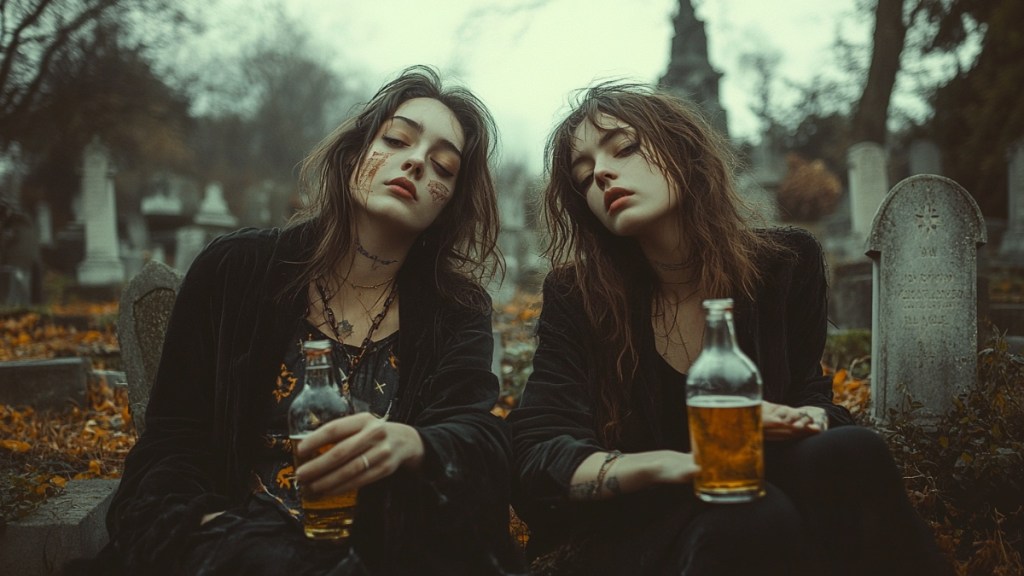 Zwei Frauen auf'm Friedhof. (KI-generiert)