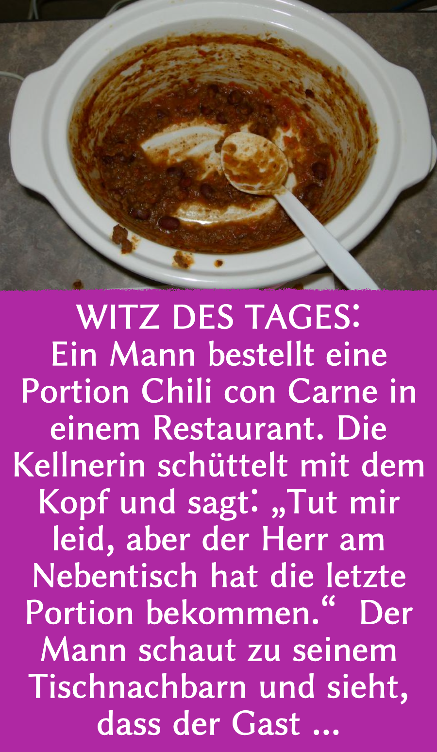 Restaurant-Witz: Chili con Carne mit Überraschung