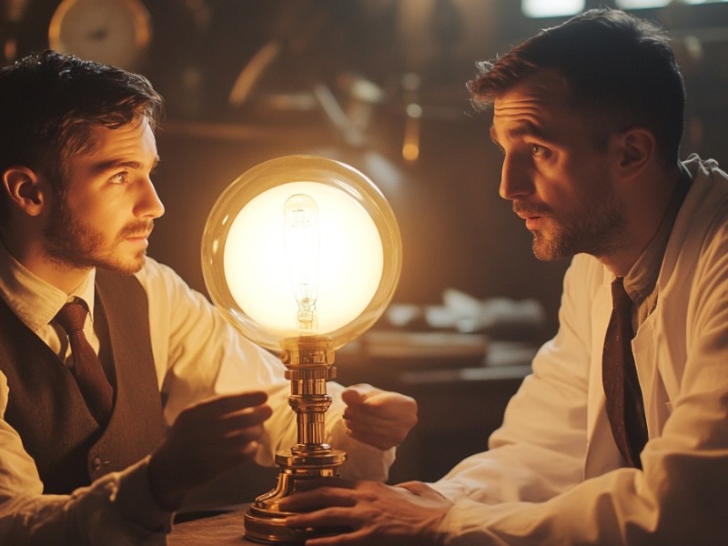 Ein Arzt gibt einem jungen, nervösen Mann eine Lampe. (KI-generiert)