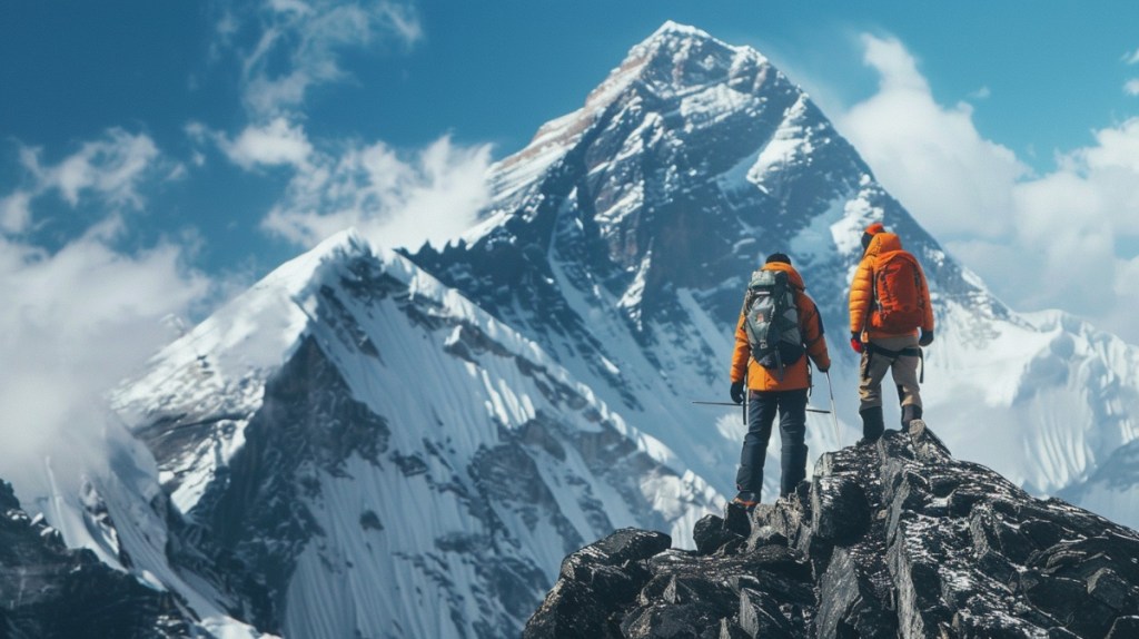 Zwei Bergsteiger auf dem Mount Everest.