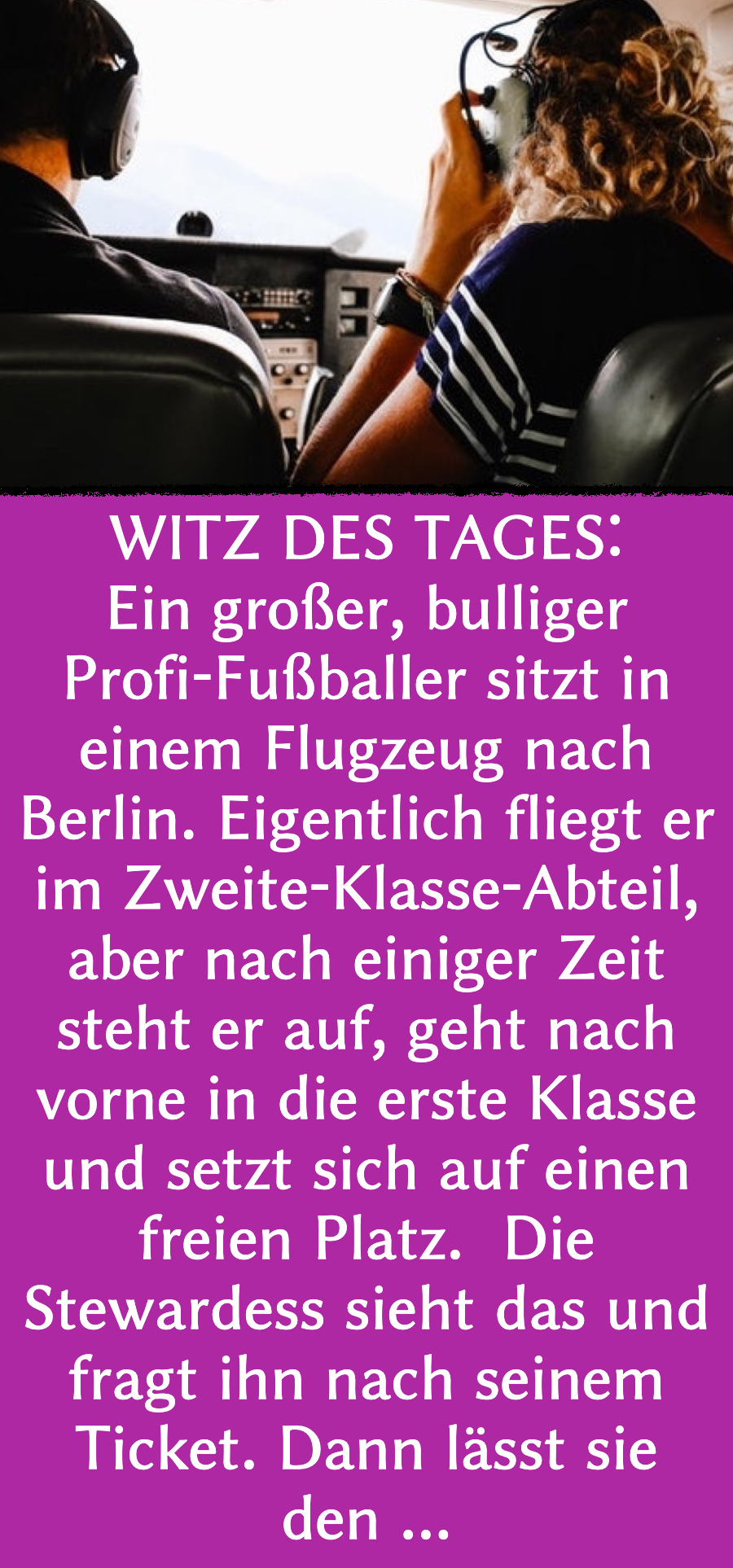 Witz des Tages: Fußballer will erster Klasse fliegen