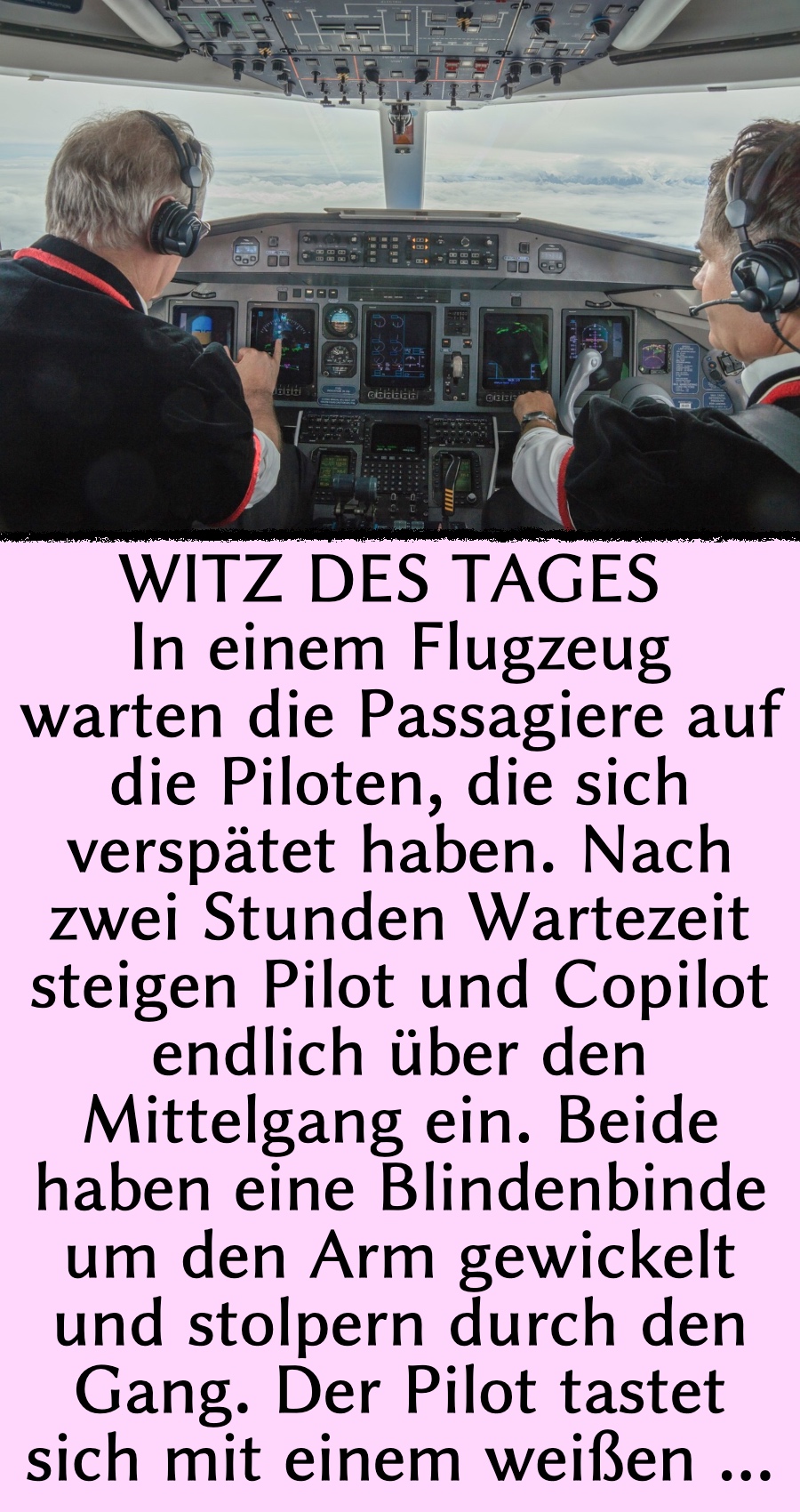 Witz des Tages: Blinde Piloten lösen Massenpanik aus