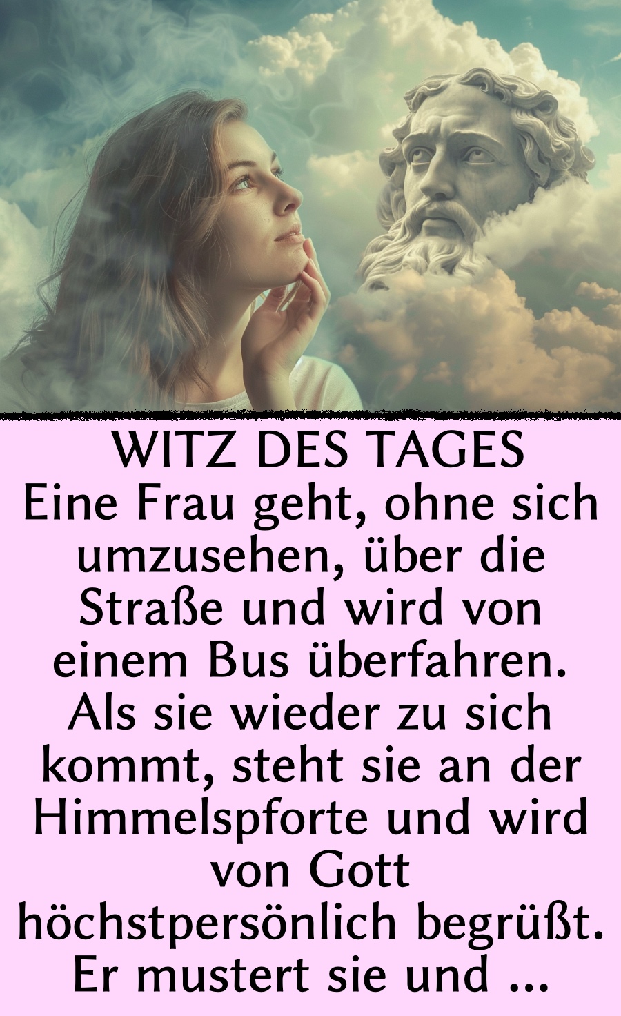 Witz des Tages: Auferstandene Frau gönnt sich Schönheits-OP