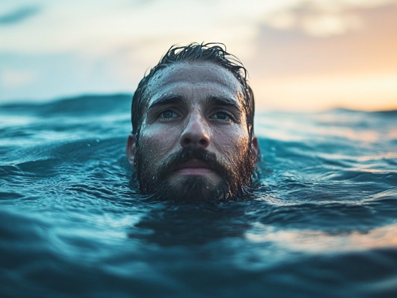 Ein Priester im Meer. (KI-generiert)